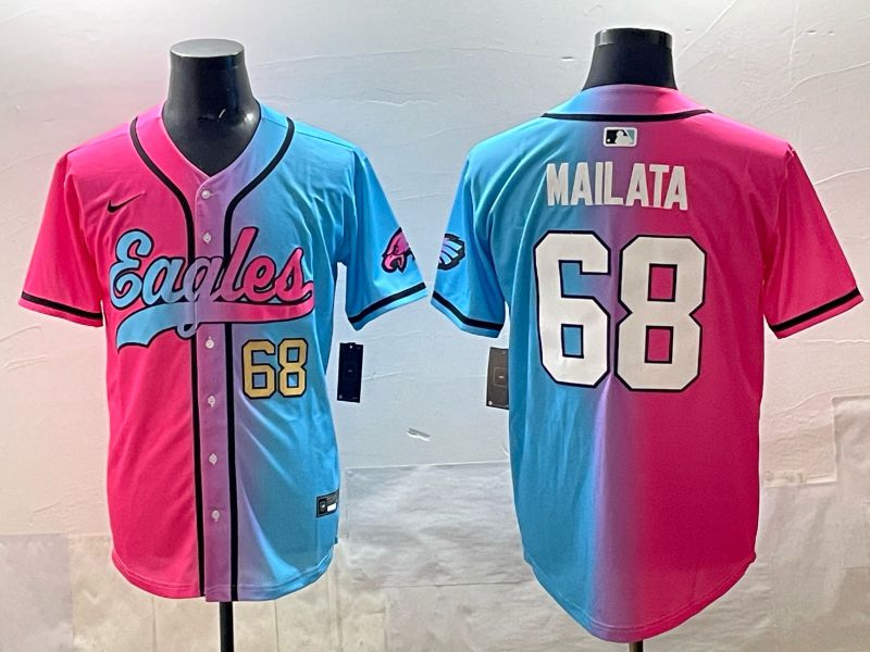 Men 2025 Philadelphia Eagles #68 Mailata Blue pink Nike Limited NFL Jersey style 04